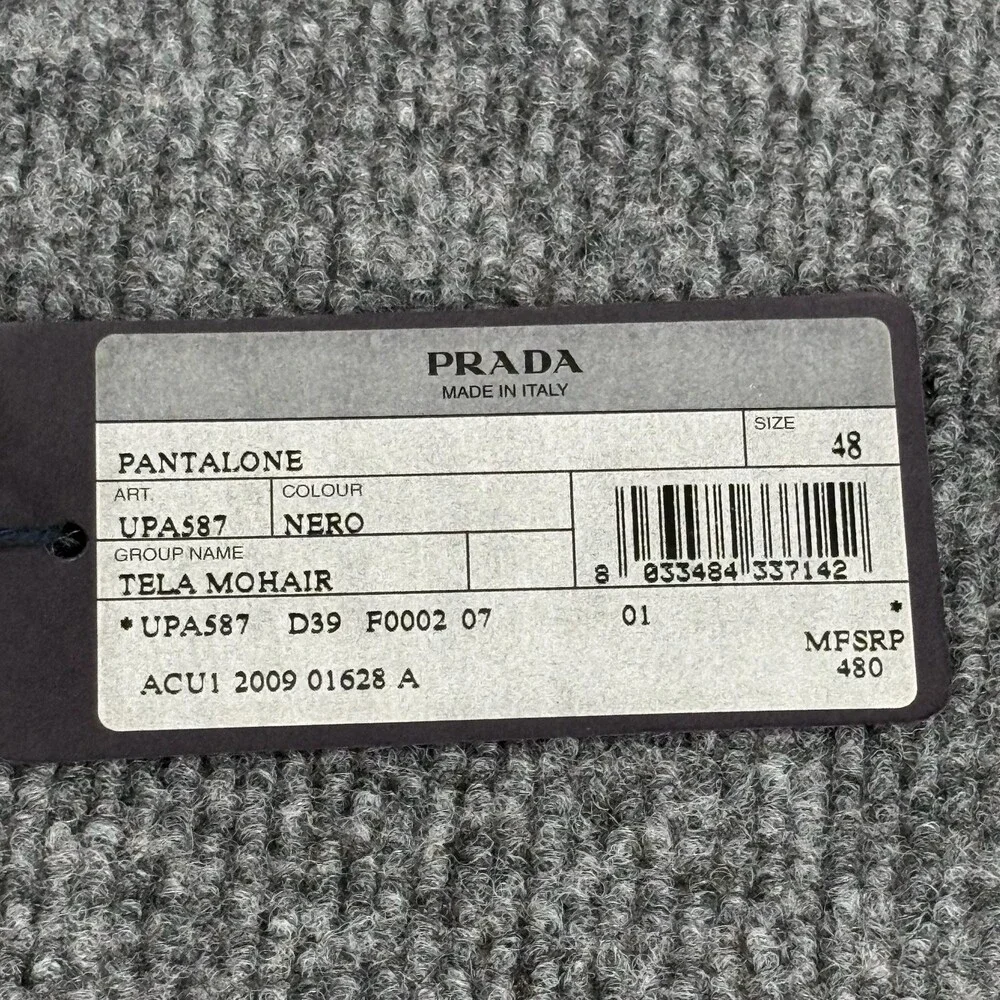 Prada Dress Pants Mens 32x32 EU 48 Black Tela Mohair Wool Slim Fit Italy